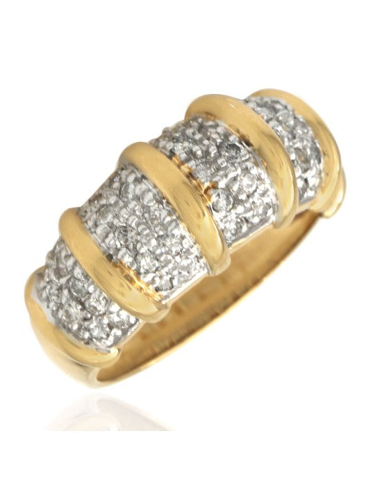 Diamond Pave Bar Split Dome Ring