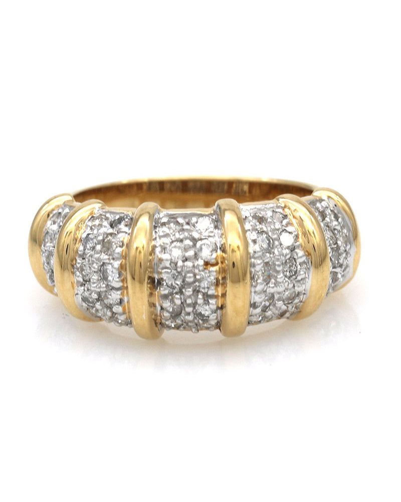 Diamond Pave Bar Split Dome Ring