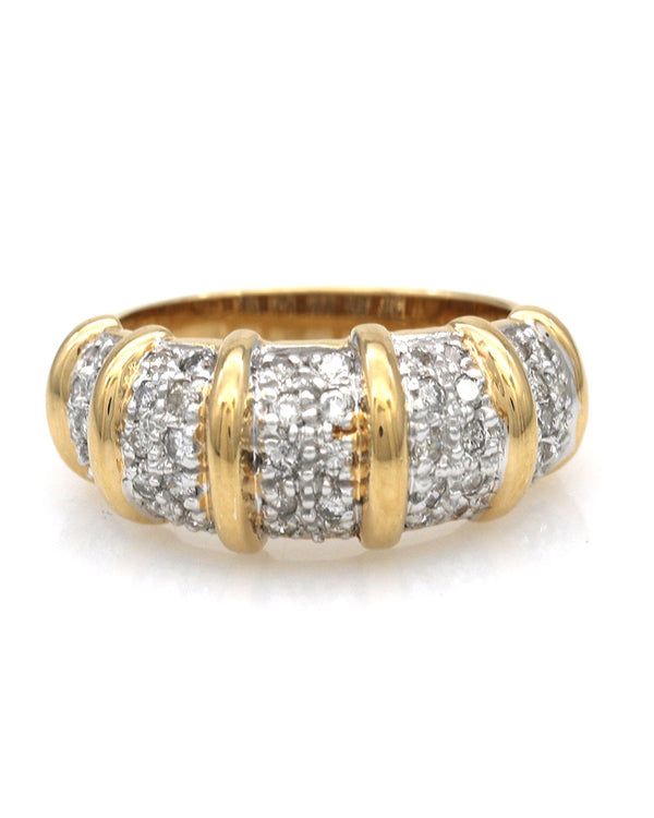Diamond Pave Bar Split Dome Ring