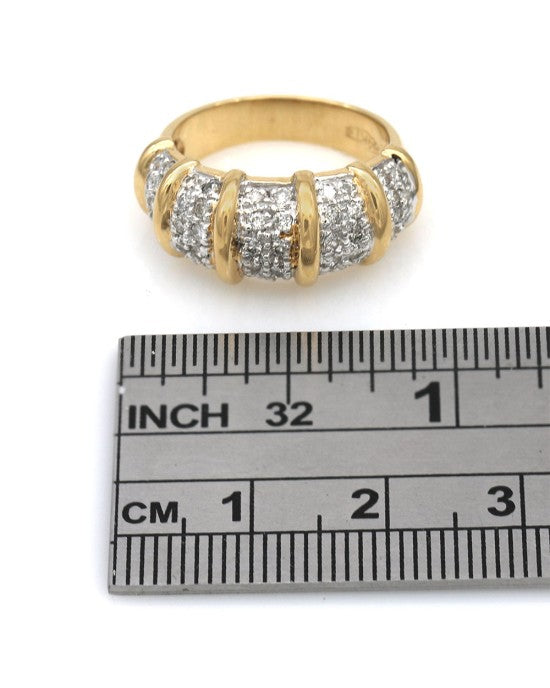 Diamond Pave Bar Split Dome Ring
