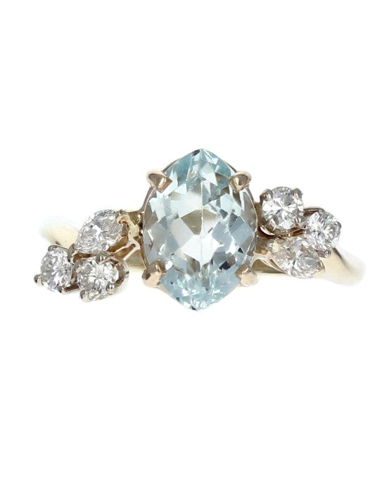 Aquamarine and Diamond Fashion Ring in Yellow Gold