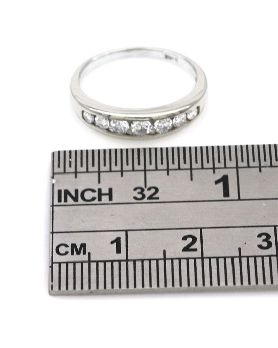 7 Stone Tapered Diamond Ring Band in White Gold