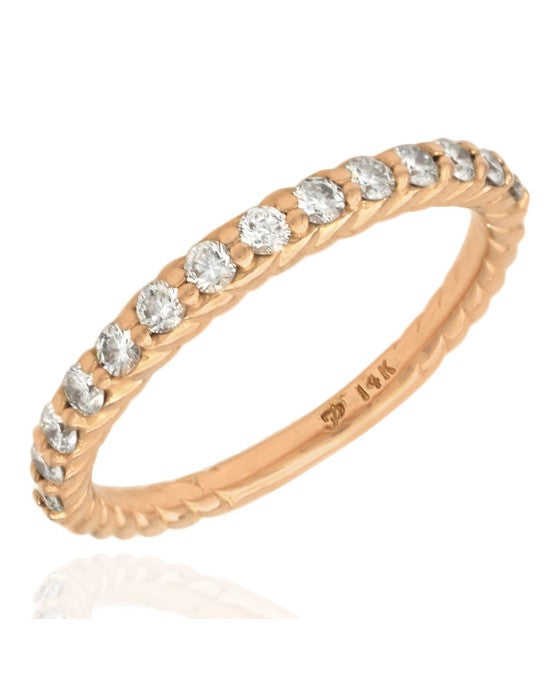 Diamond Twisted Stackable Band in Rose Gold