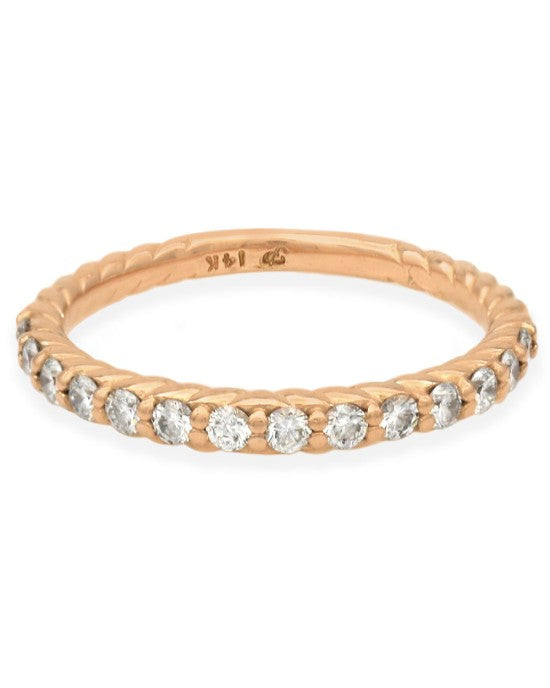 Diamond Twisted Stackable Band in Rose Gold