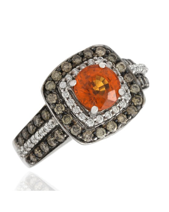 Le Vian Orange Sapphire and Diamond Halo Ring