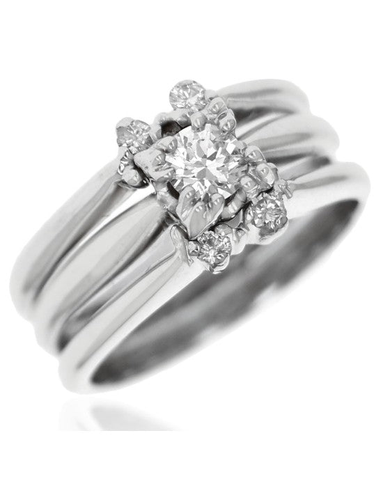 Triple Stacked Diamond Ring in White Gold