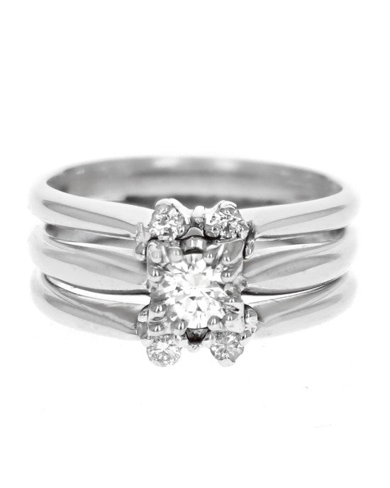 Triple Stacked Diamond Ring in White Gold