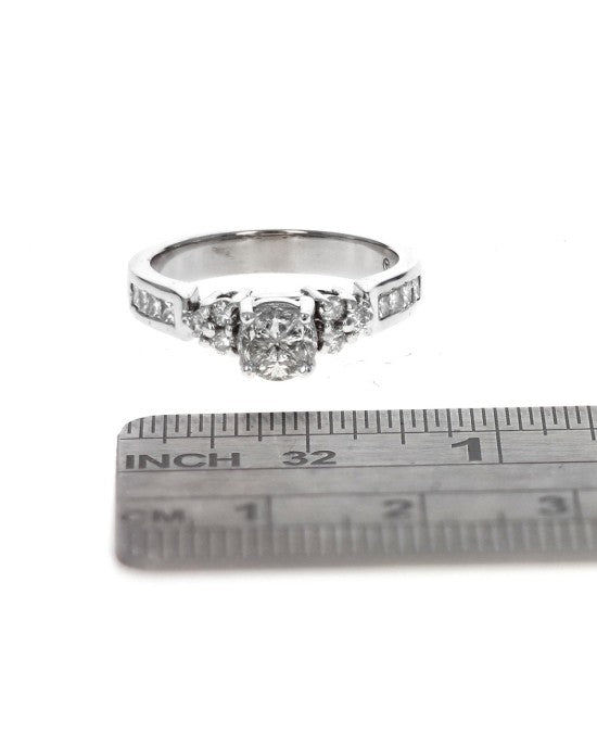 Mixed Cut Diamond Engagement Ring in White Gold