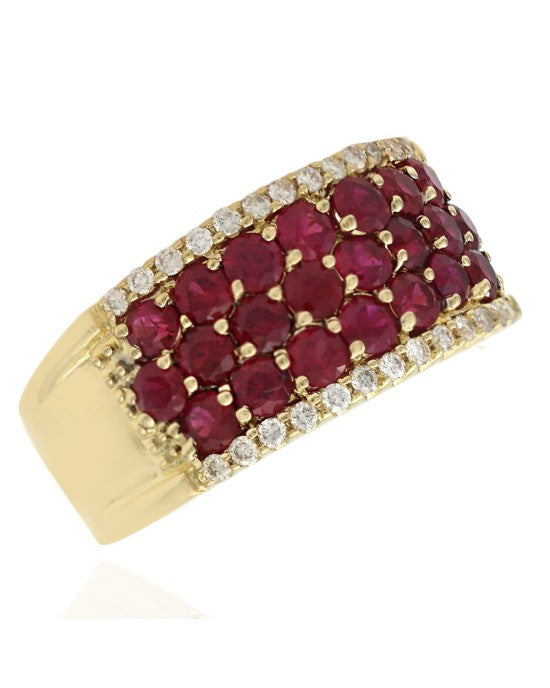 Ruby and Diamond Edged Tapered Band