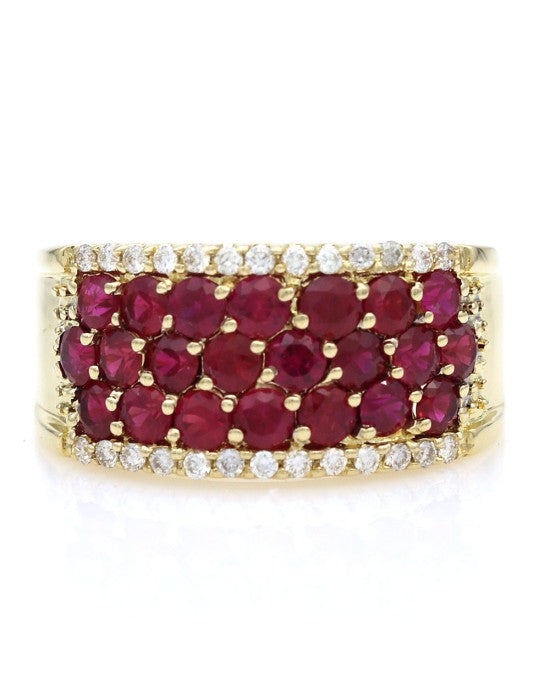 Ruby and Diamond Edged Tapered Band