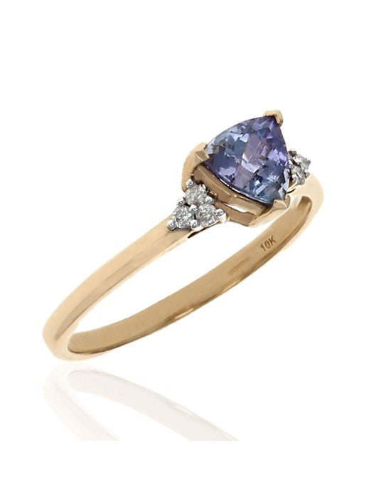 Tanzanite and Diamond Accent Ring in Yellow Gold