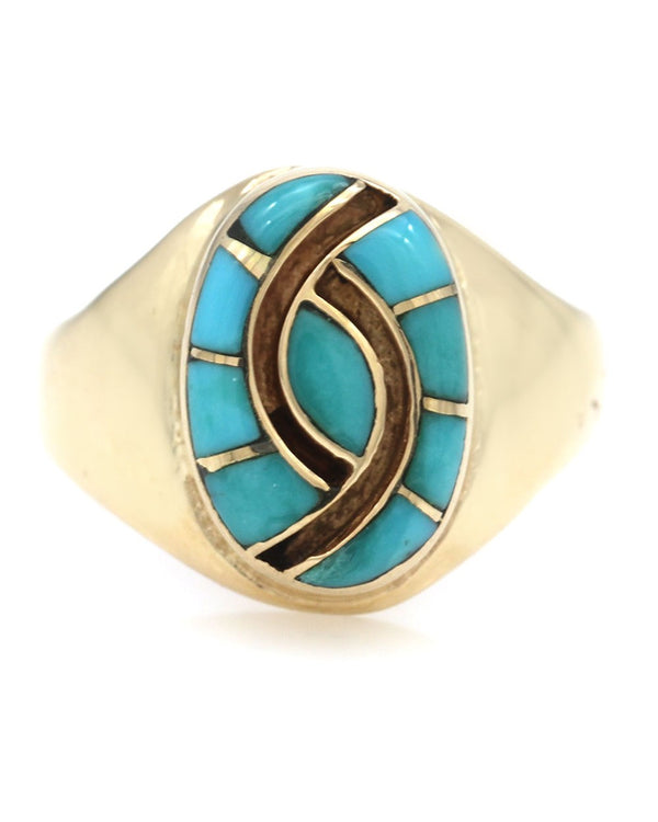 Turquoise Panel Inlay Tapered Ring