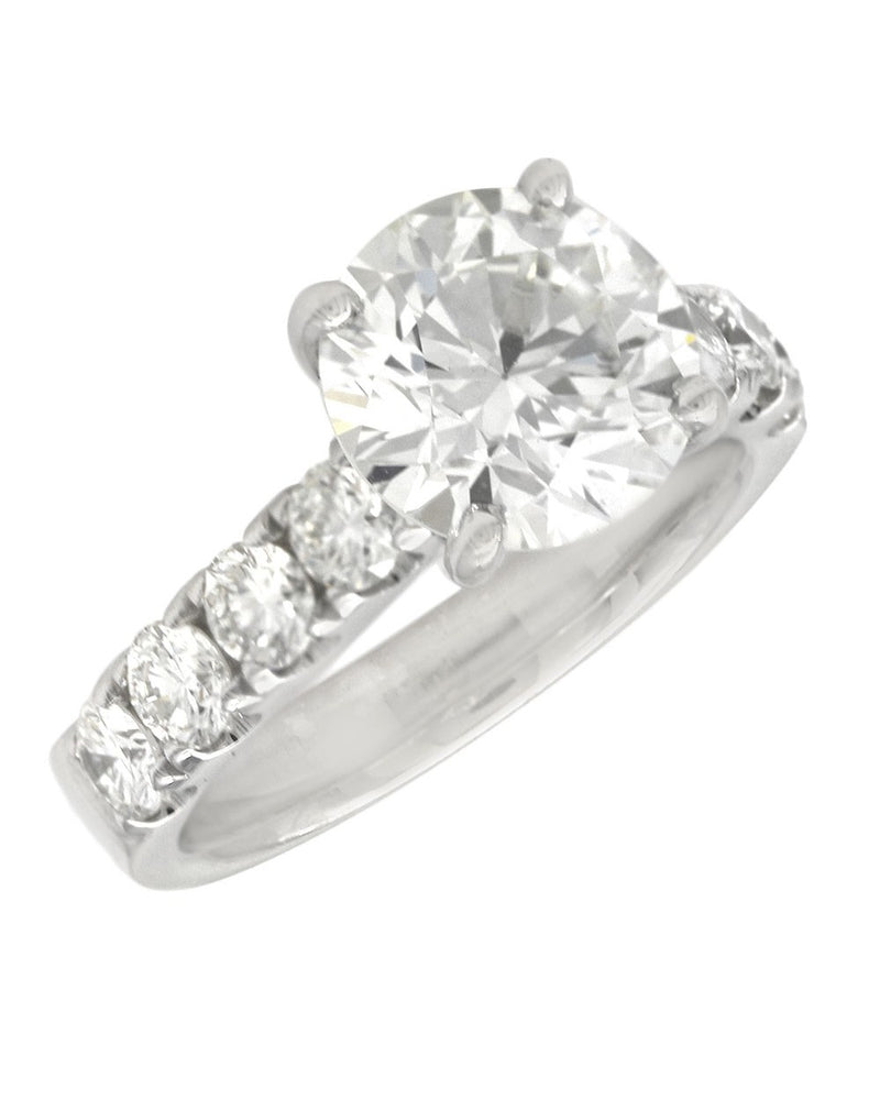 GIA Certified Round Brilliant Cut Diamond Solitaire Ring in 18KW