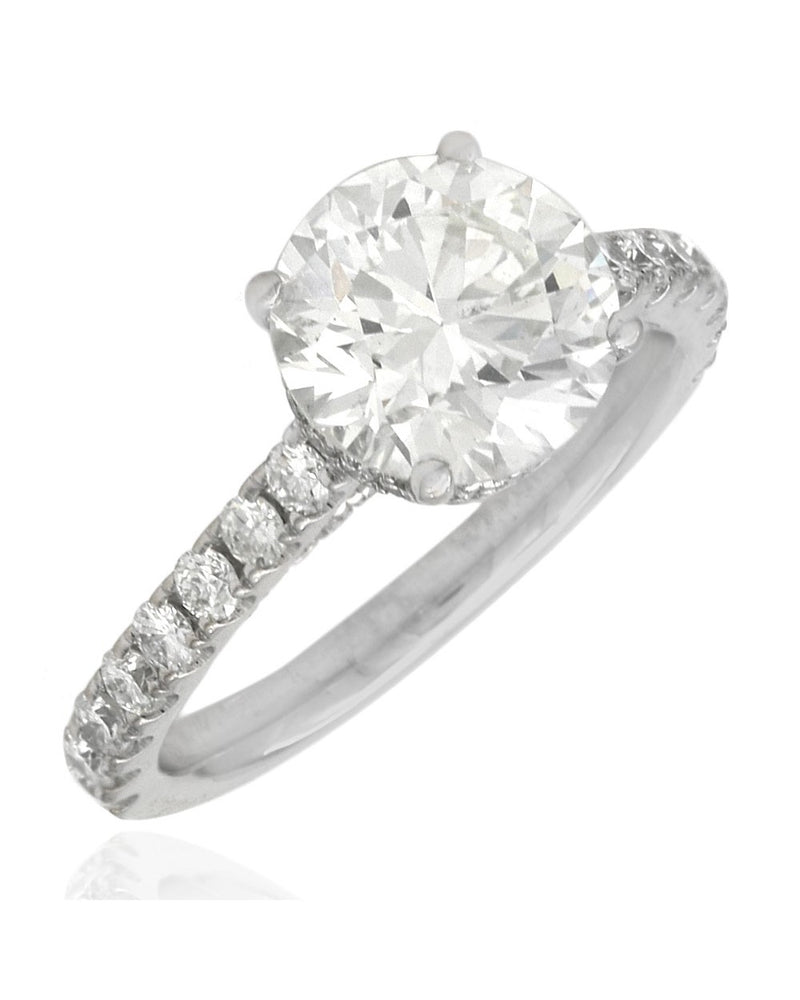 GIA Certified Round Brilliant Cut Diamond Solitaire Ring in 18KW