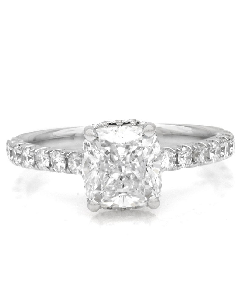 GIA Certified Cushion Cut Diamond Solitaire Ring in 18KW