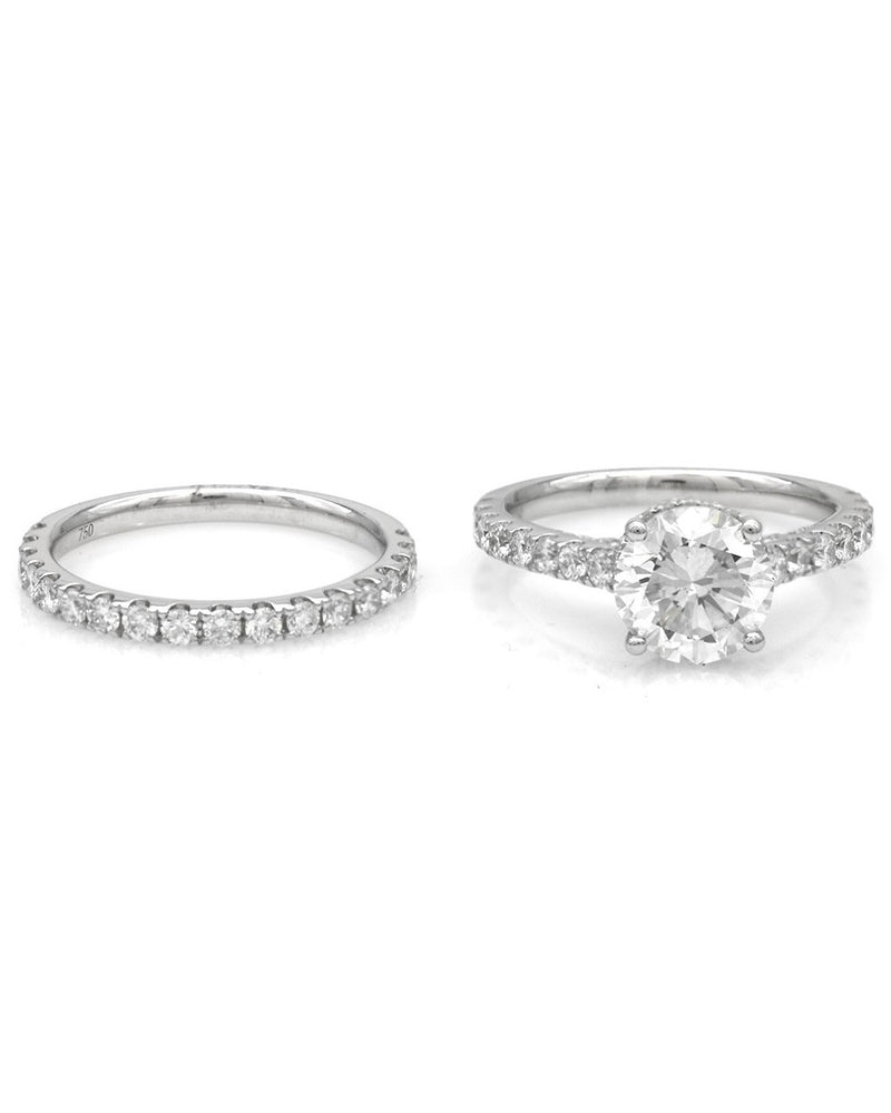 GIA Certified Round Brilliant Cut Diamond Solitaire Engagement Ring Set in 18KW