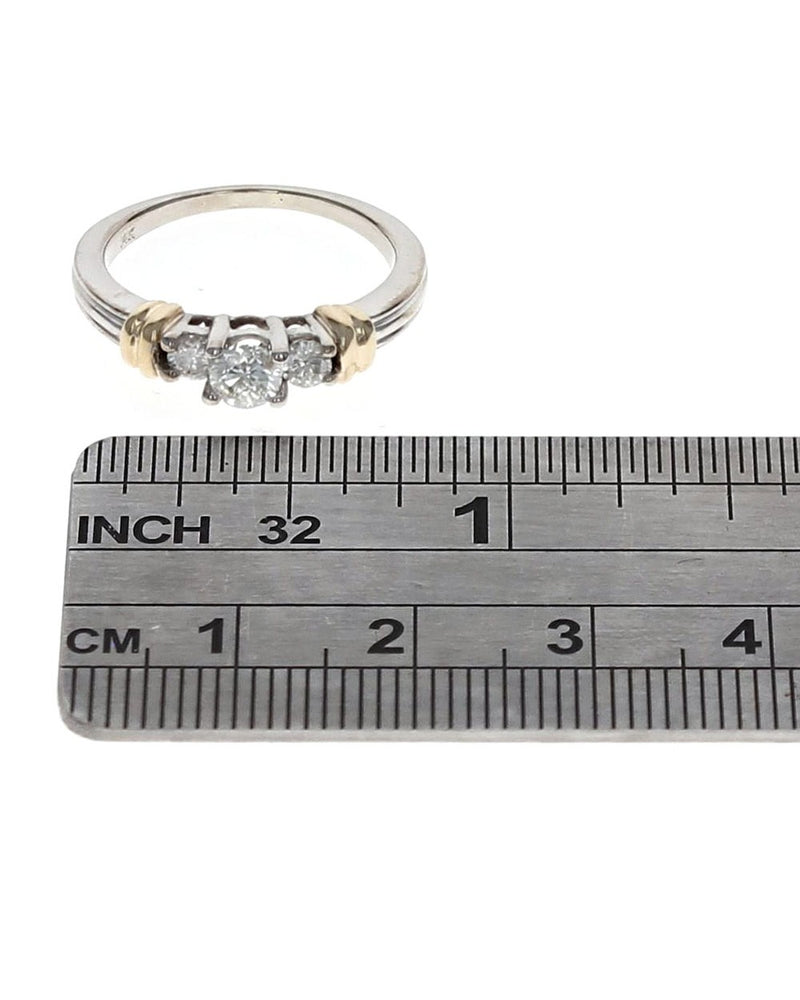 3 Stone Diamond Ring in 2 Tone Gold