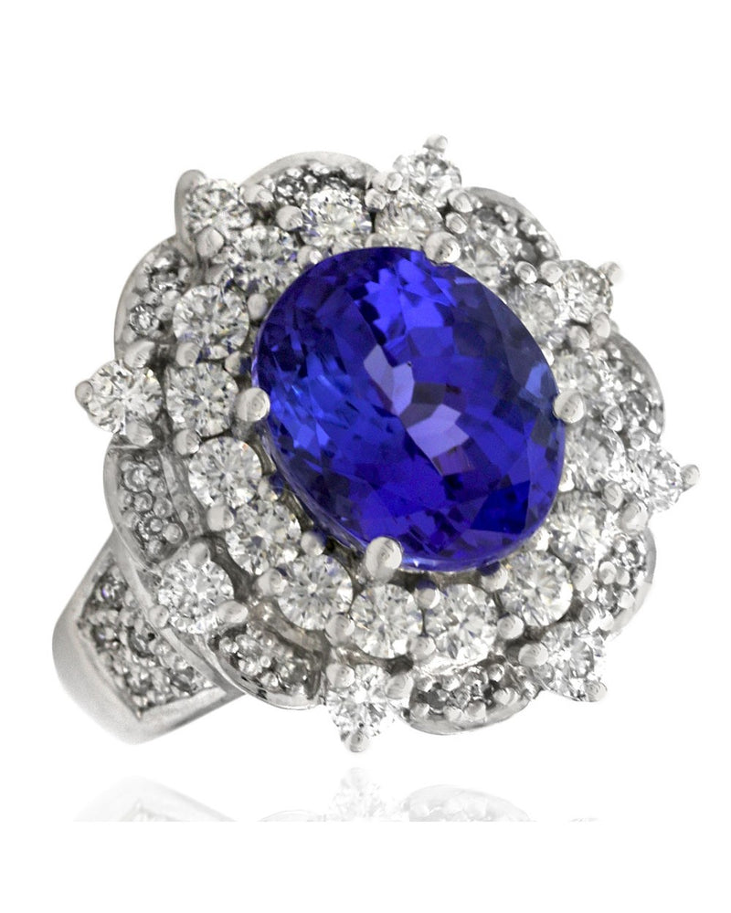 Oval Tanzanite and Diamond Fashion Ring in White Gold