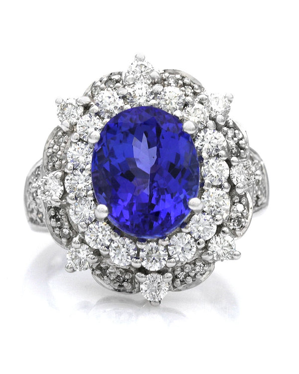 Oval Tanzanite and Diamond Fashion Ring in White Gold