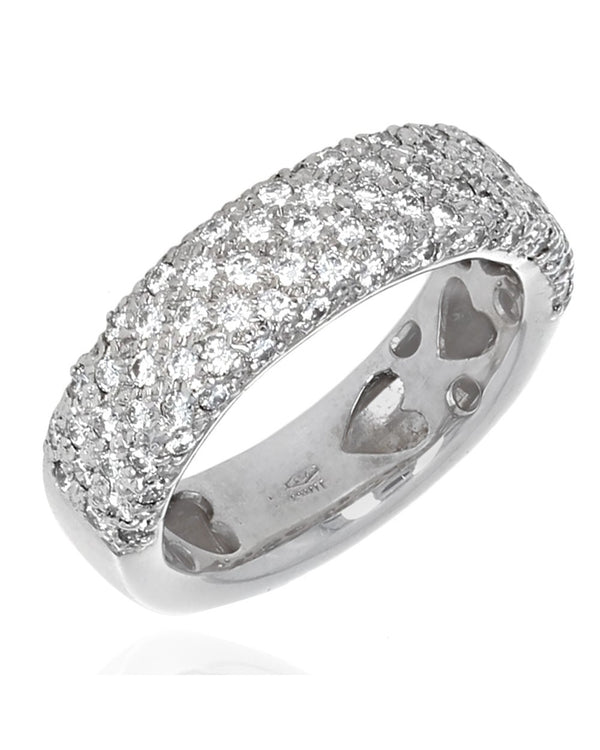 3 Sided Diamond Pave Band Ring in White Gold