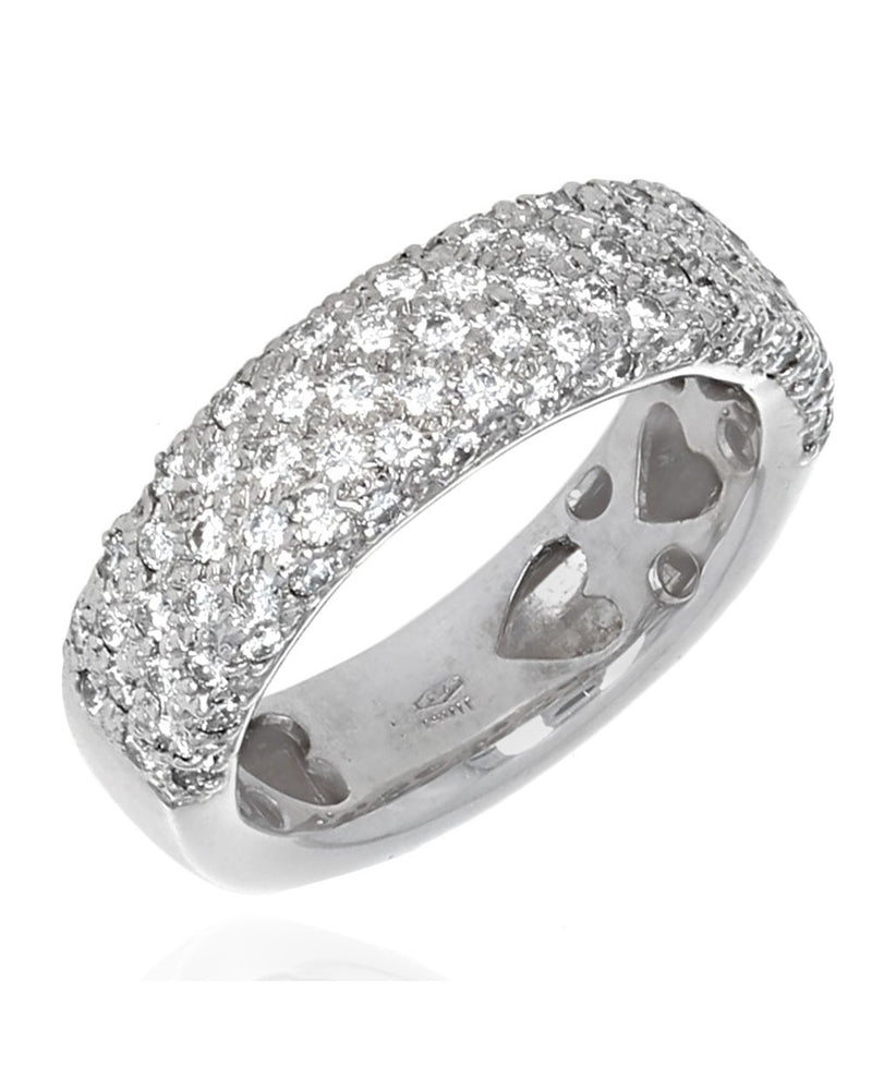 3 Sided Diamond Pave Band Ring in White Gold