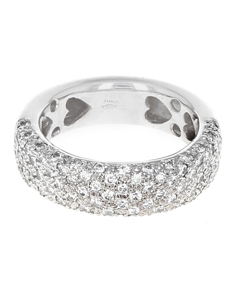 3 Sided Diamond Pave Band Ring in White Gold