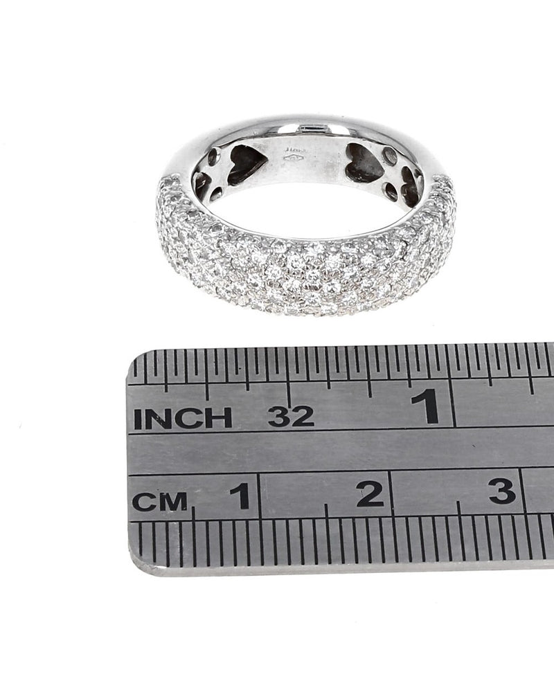 3 Sided Diamond Pave Band Ring in White Gold