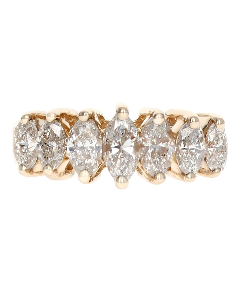 7 Stone Marquise Diamond Ring in Yellow Gold