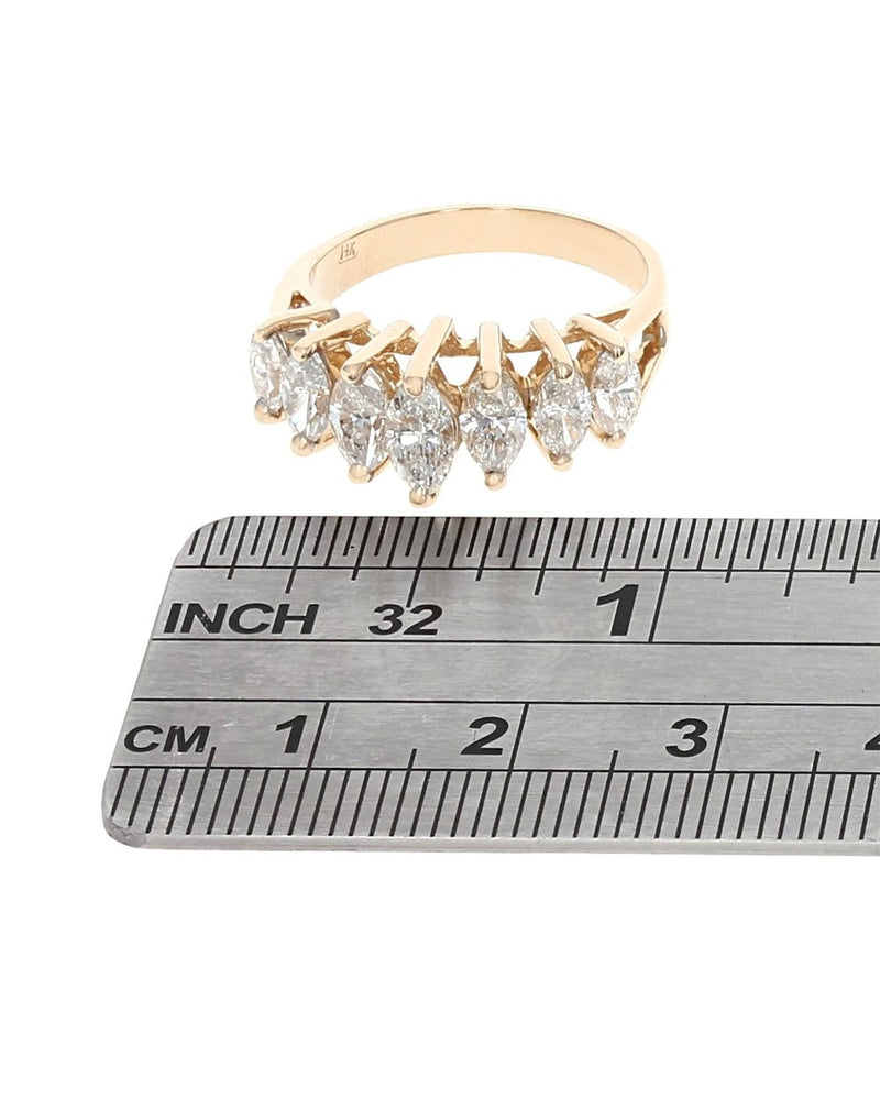 7 Stone Marquise Diamond Ring in Yellow Gold