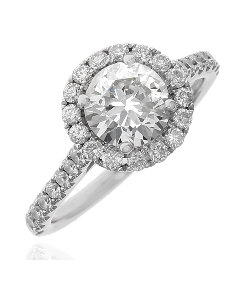 Diamond Halo Engagement Ring in White Gold