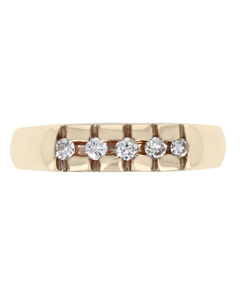 5 Stone Diamond Tapered Band in Yellow Gold