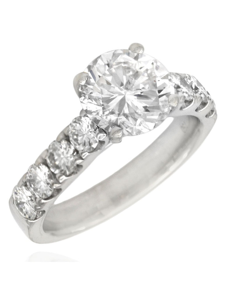 GIA Certified Round Brilliant Cut Diamond Solitaire Ring in 18KW