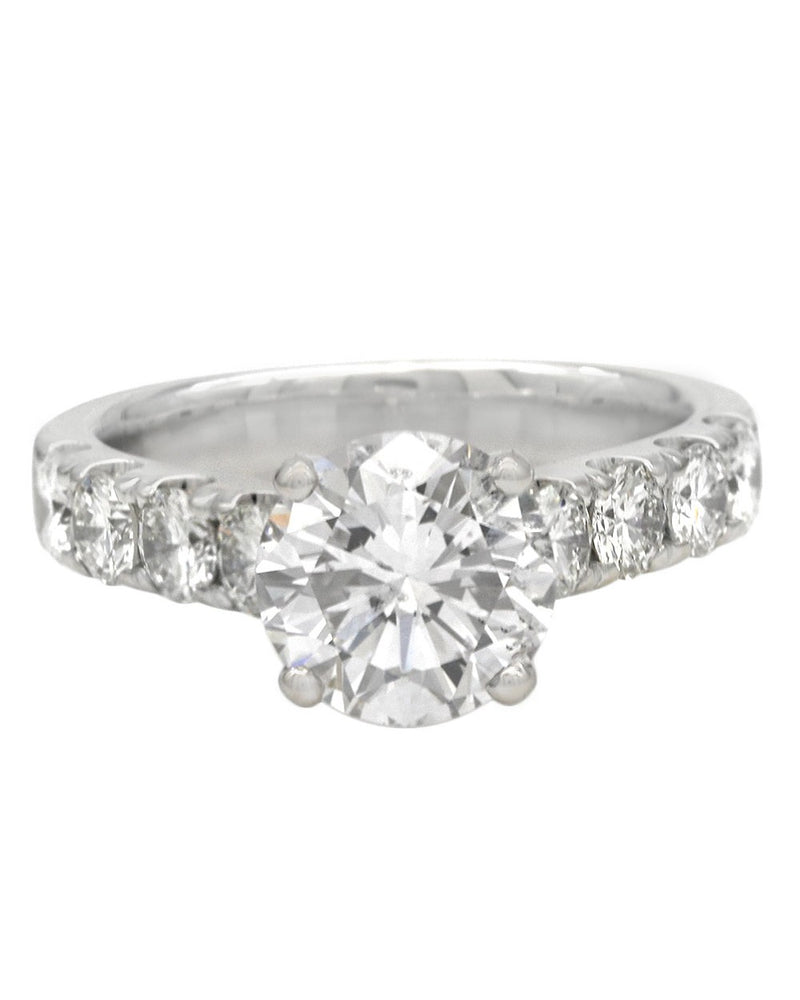 GIA Certified Round Brilliant Cut Diamond Solitaire Ring in 18KW