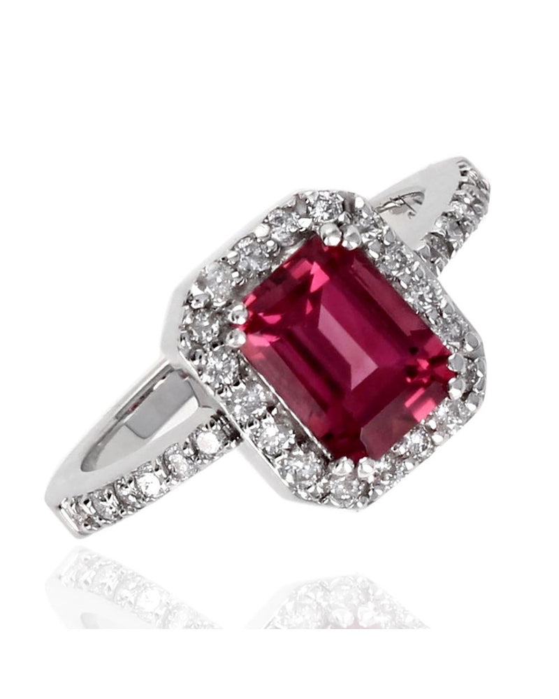 Pink Tourmaline and Diamond Halo Ring