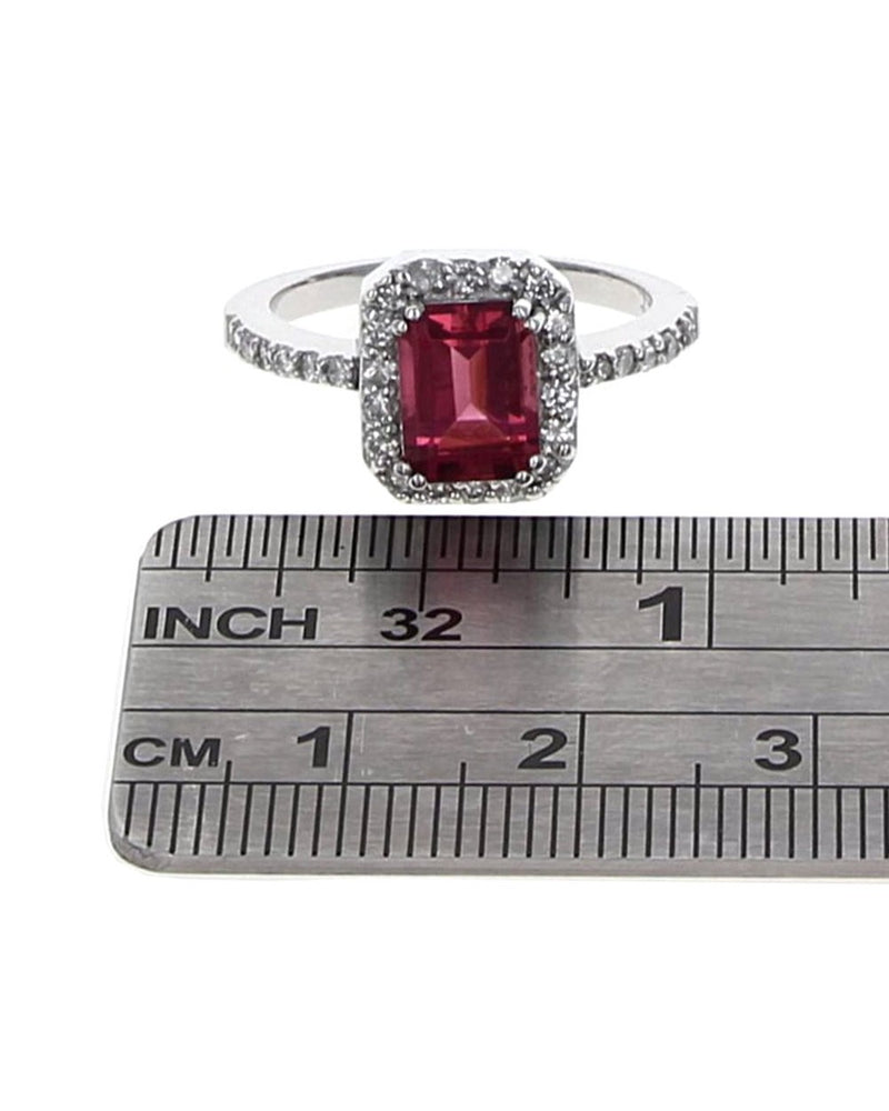 Pink Tourmaline and Diamond Halo Ring