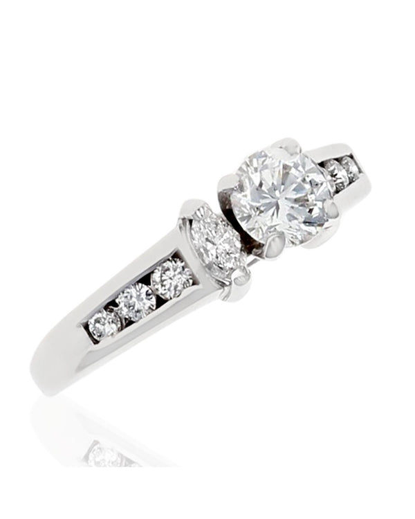 Round and Marquise Diamond Engagement Ring