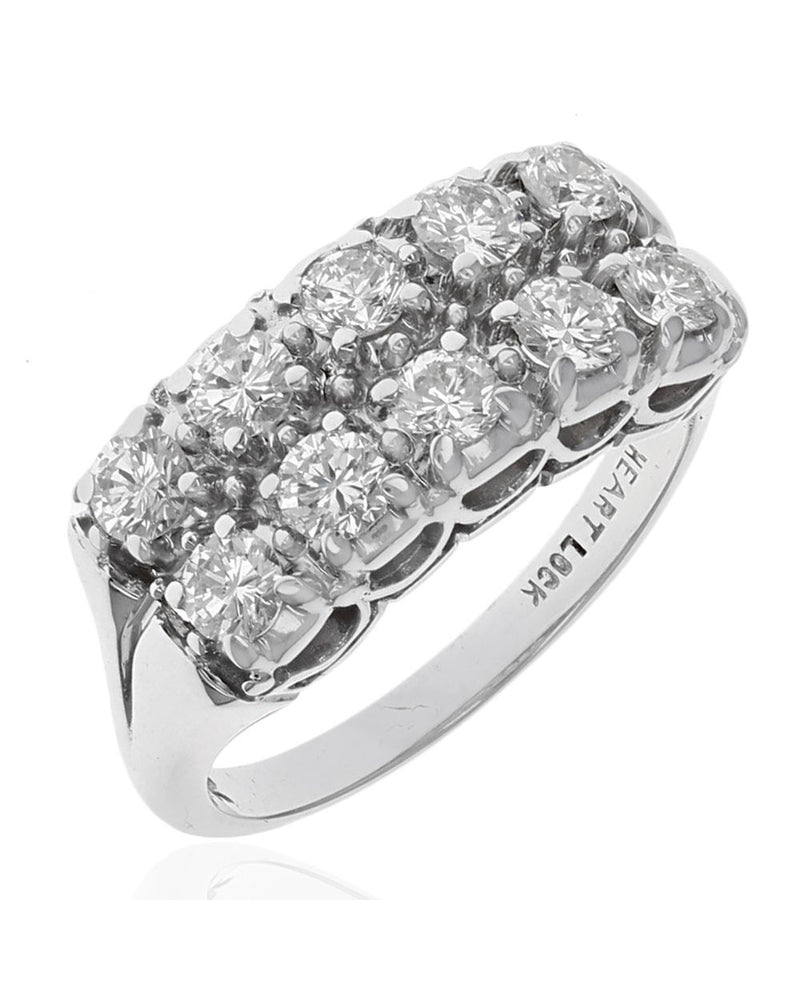 2 Row Diamond Ring in White Gold