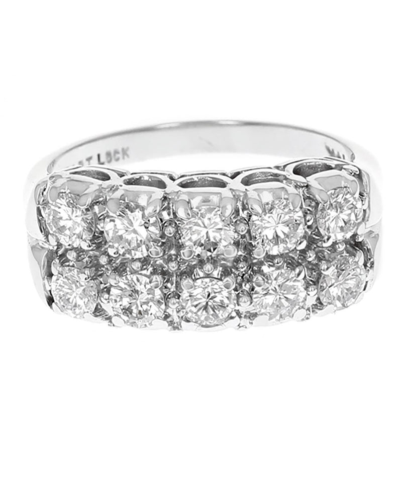2 Row Diamond Ring in White Gold