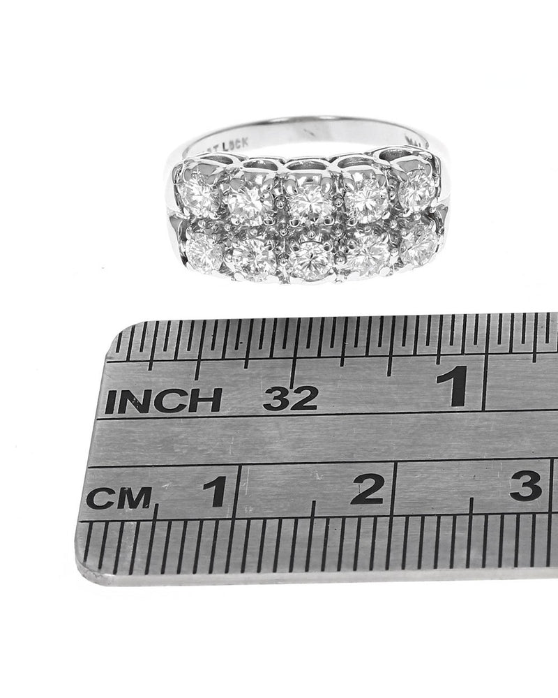 2 Row Diamond Ring in White Gold