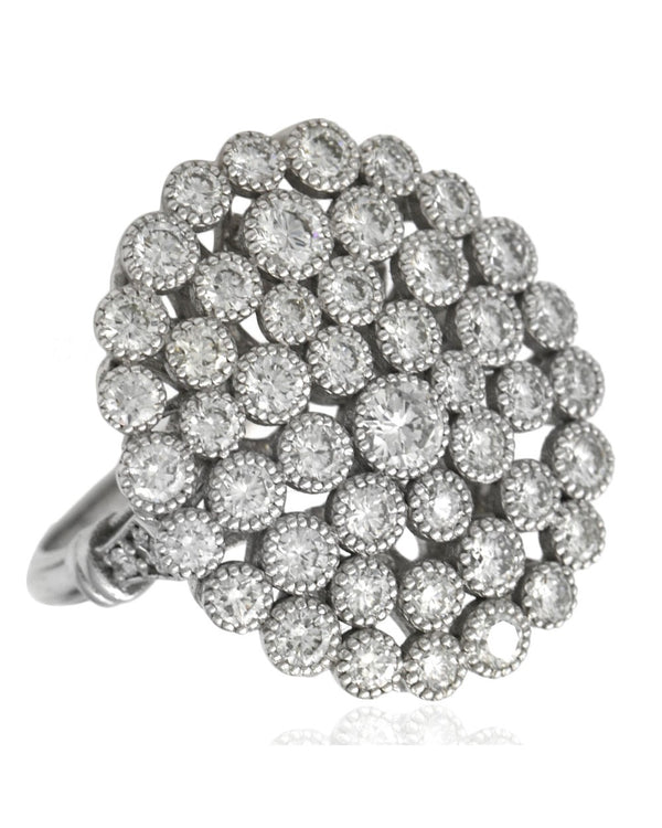 Milgrain Bezel Set Diamond Oval Cluster Ring