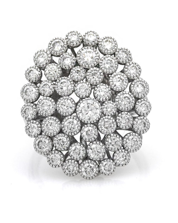 Milgrain Bezel Set Diamond Oval Cluster Ring