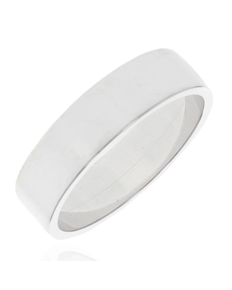 Gentlemans Flat Band Ring in White Gold