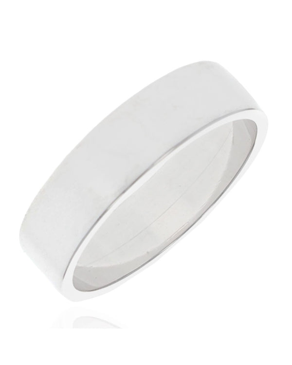 Gentlemans Flat Band Ring in White Gold