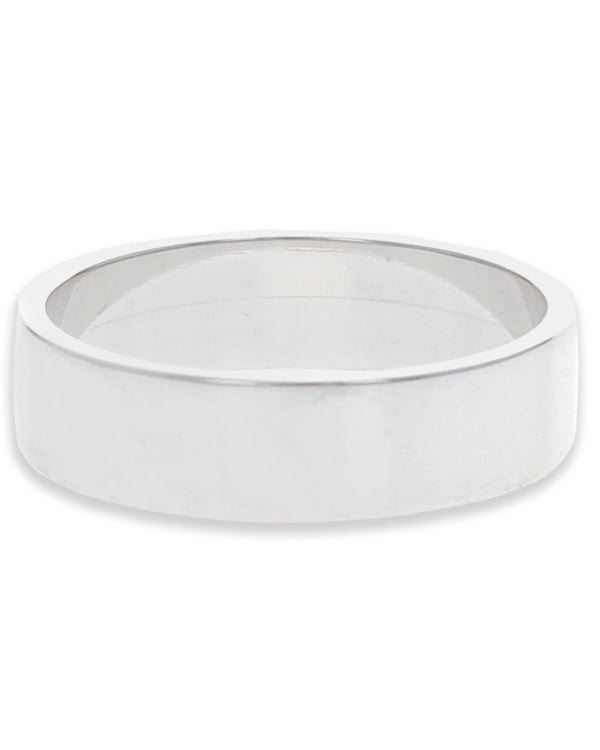 Gentlemans Flat Band Ring in White Gold