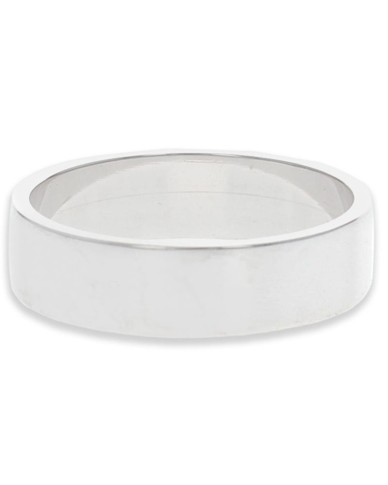 Gentlemans Flat Band Ring in White Gold