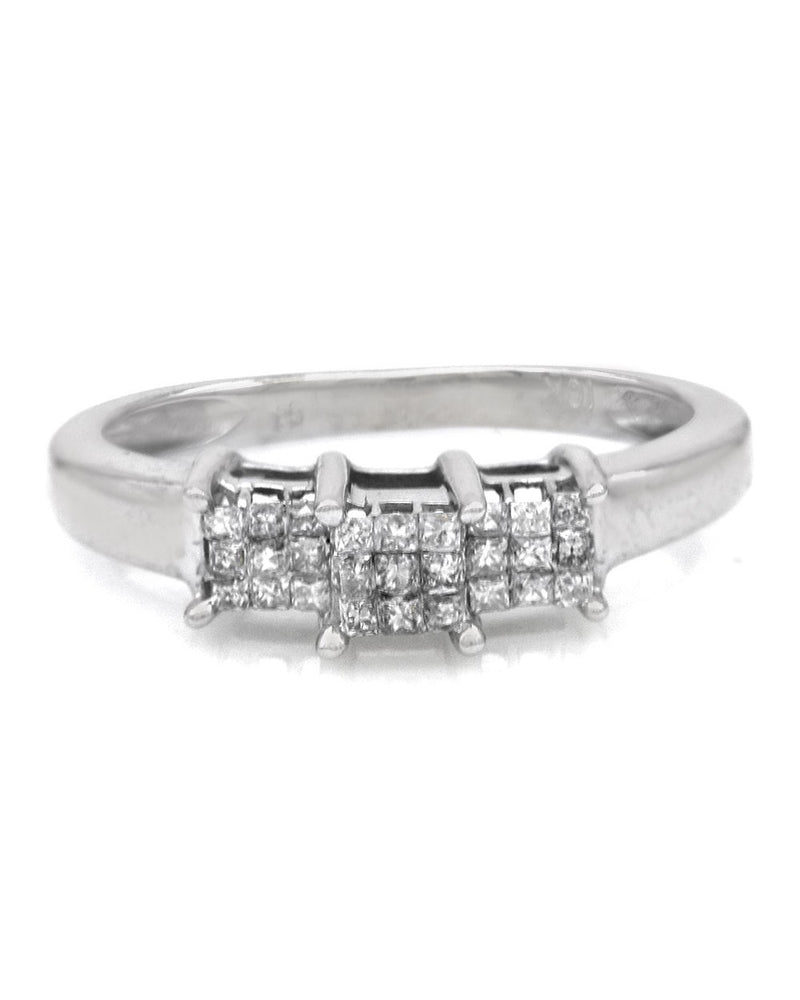 3 Station Diamond Ring in White Gold