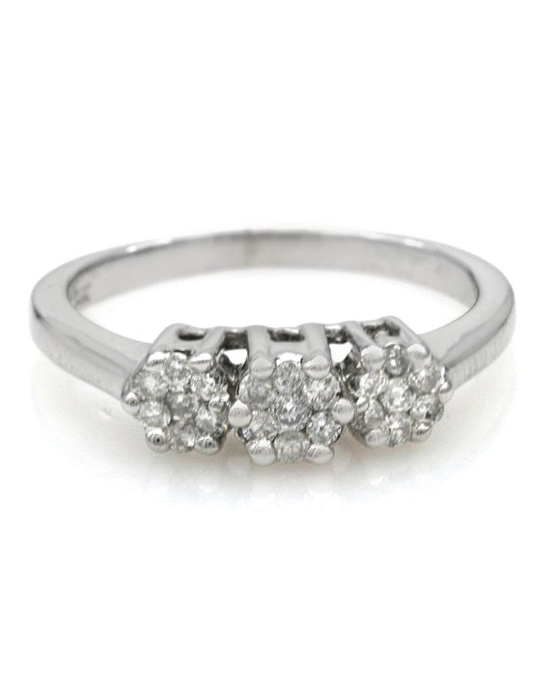 3 Station Diamond Ring in White Gold
