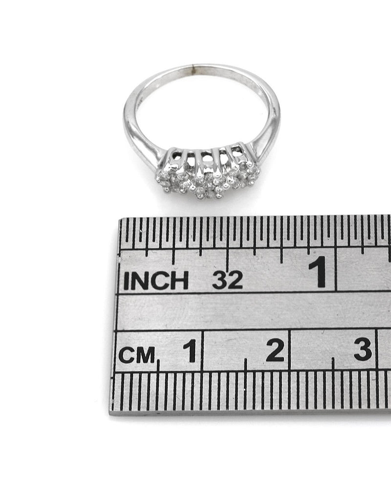 3 Station Diamond Ring in White Gold