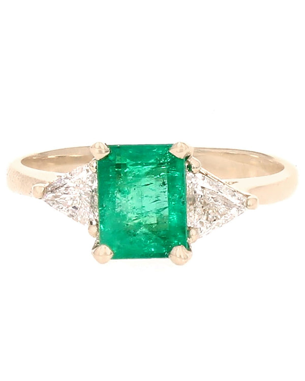 Emerald and Diamond Accent Ring in Yellow Gold