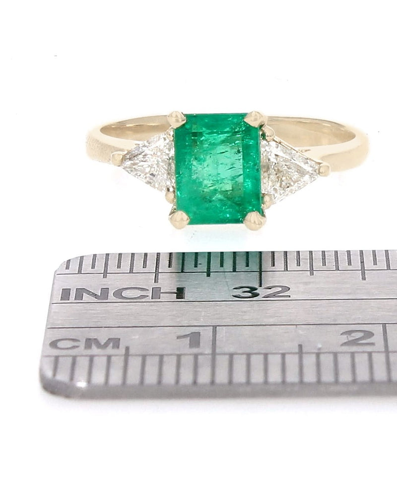 Emerald and Diamond Accent Ring in Yellow Gold